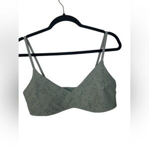 Abercrombie & Fitch Green Eyelet Bikini Top Swimwear